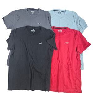 Hollister Men's Short Sleeve Tees - Charcoal, Sky Blue, Jet Black, Crimson